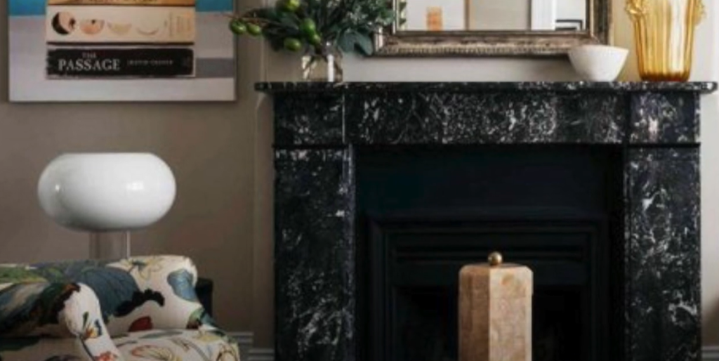 Black fireplace as DIY project