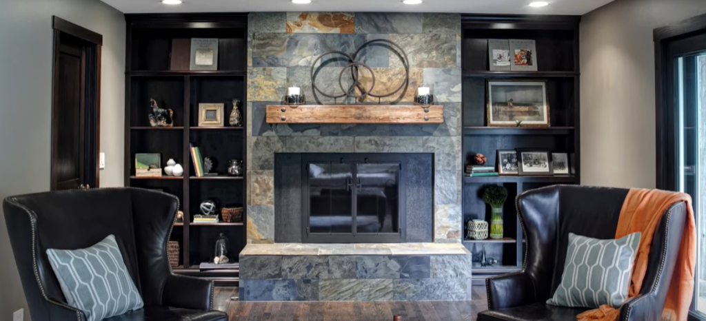 Install a reclaimed wood mantel.