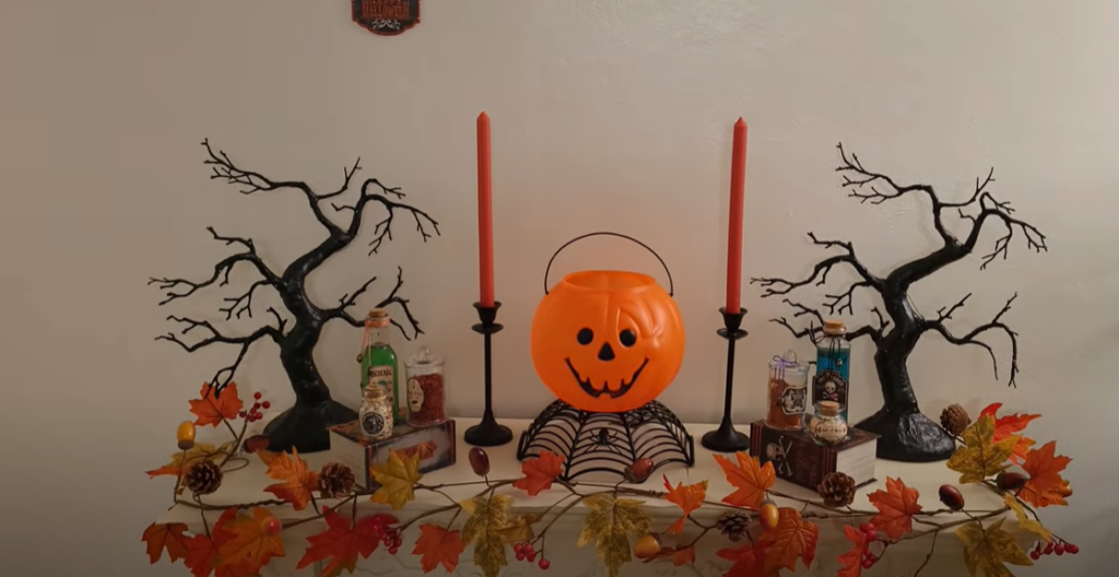 Materials you need to decorate fireplace for Halloween